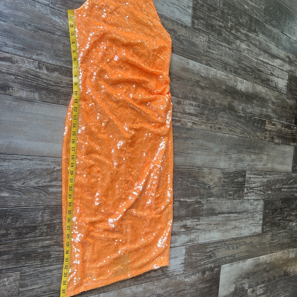 NWT Caroline Constas Orange Sequin Halter Midi‎ Dress Size Small  Cruise Fancy - Picture 6 of 12